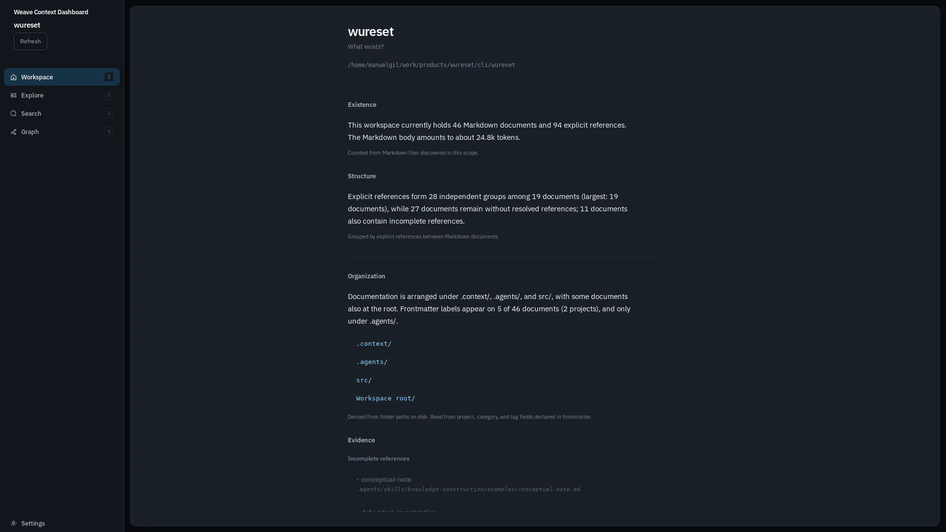Weave Context Dashboard screenshot 4