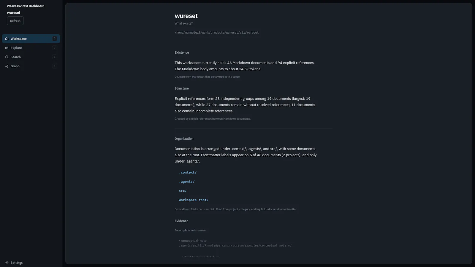 Weave Context Dashboard screenshot 5