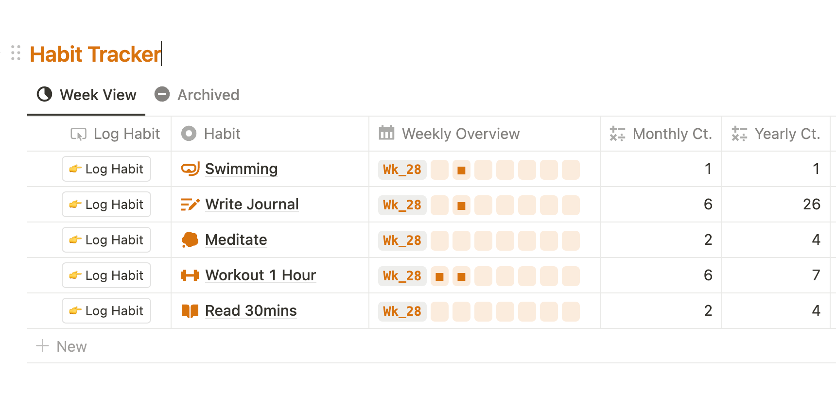 Notion Simple Habit Tracker gallery image