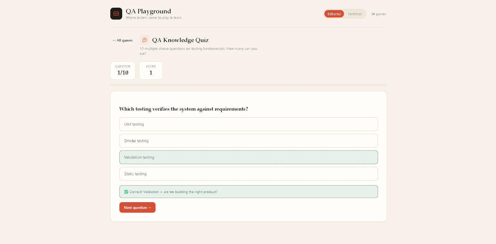 QA Playground screenshot 2