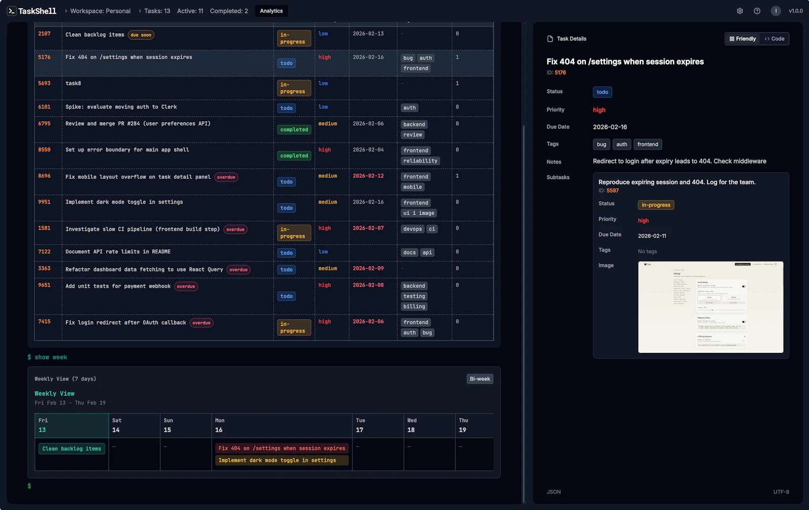 TaskShell screenshot 2