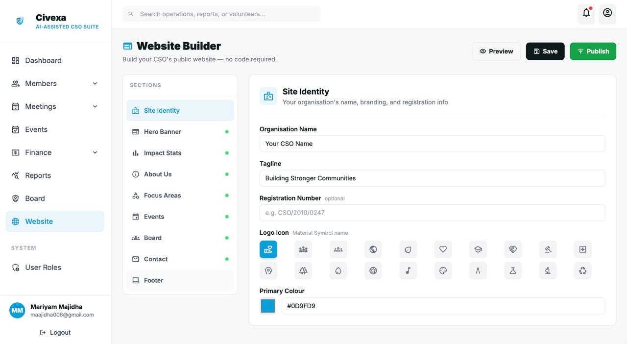 Civexa - Main product screenshot demonstrating key features and user interface