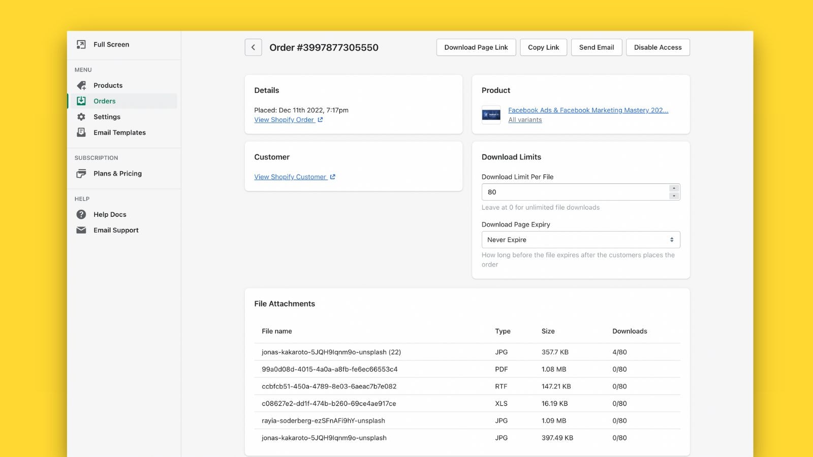 Shopify Digital Downloads uygulaması media 5