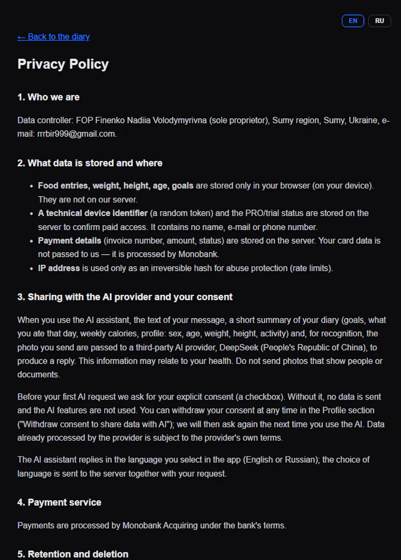 Calorie Dintis screenshot 1