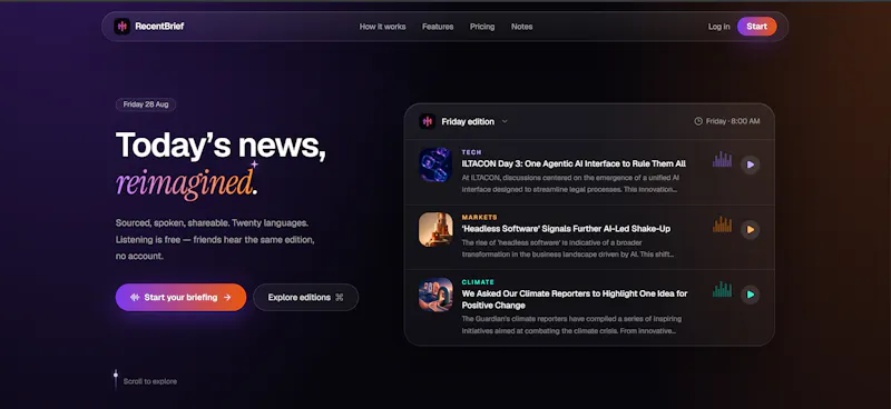 RecentBrief screenshot 1
