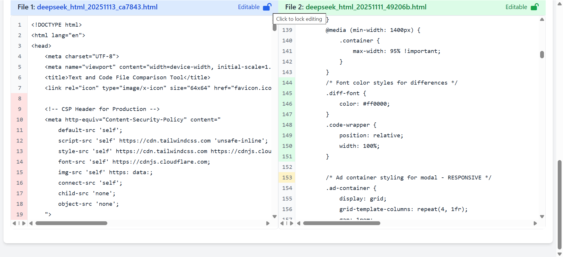 Text and Code File Comparison Tool gallery image