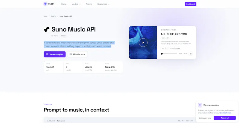 Suno API TTAPI screenshot 1