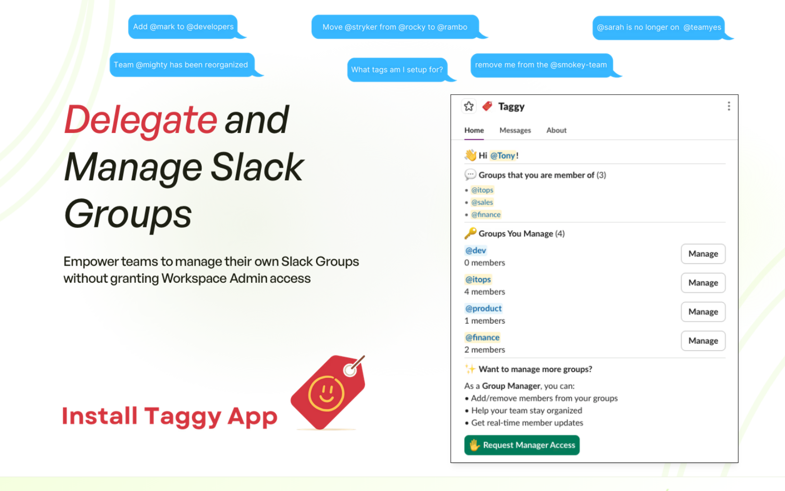 Slack Taggy App - Main product screenshot demonstrating key features and user interface