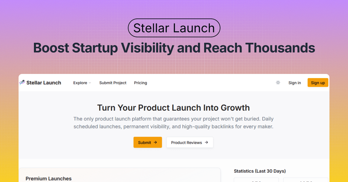 Stellar Launch - Main product screenshot demonstrating key features and user interface