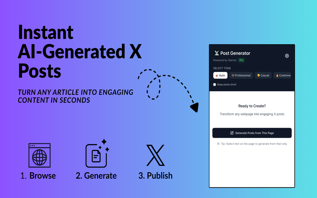 X Post Generator - Main product screenshot demonstrating key features and user interface