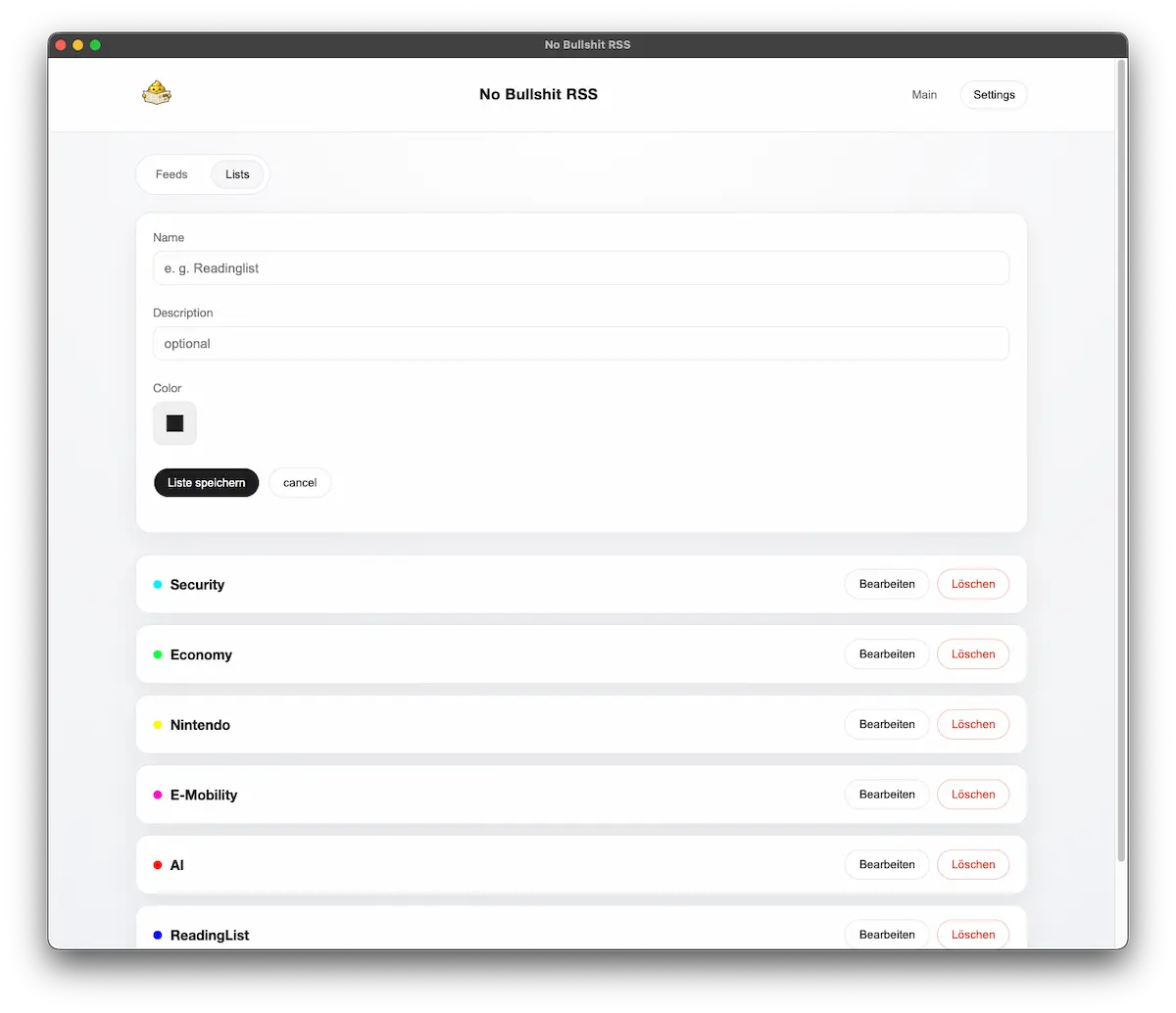 NO BULLSHIT RSS - Screenshot 3 showing product features and functionality