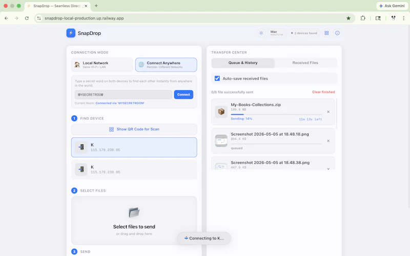 SnapDrop — Seamless Direct Sharing screenshot 2