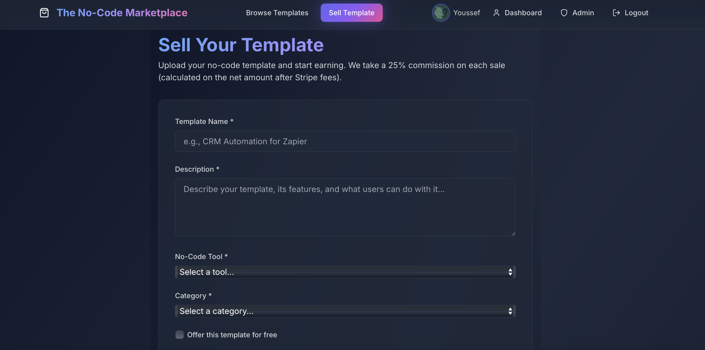 The No-Code Marketplace - Screenshot 3 showing product features and functionality