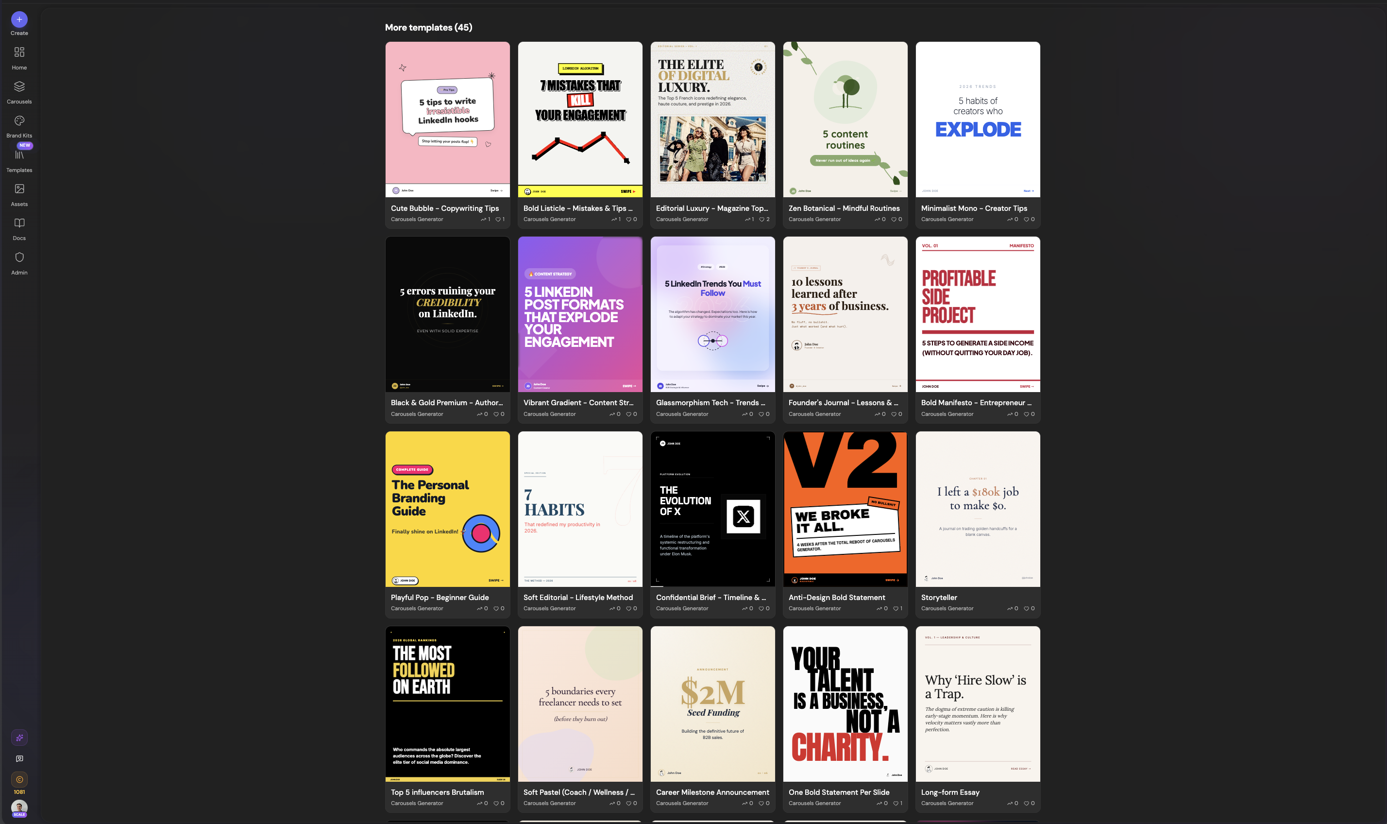 Carousels Generator Templates gallery image