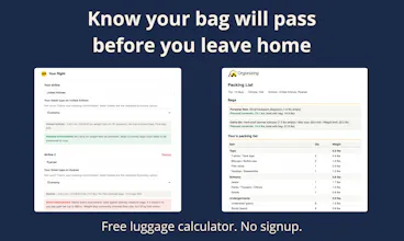 Pack Perfect Luggage Calculator gallery image