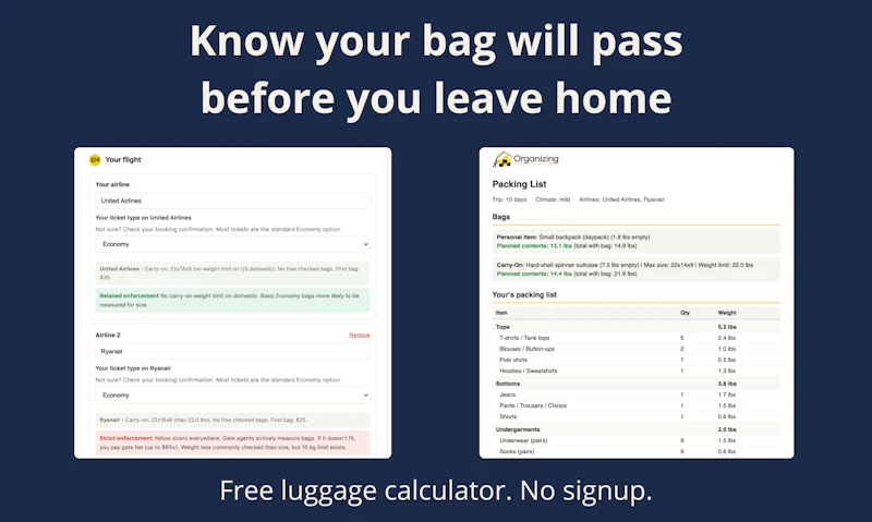 Pack Perfect Luggage Calculator screenshot 2