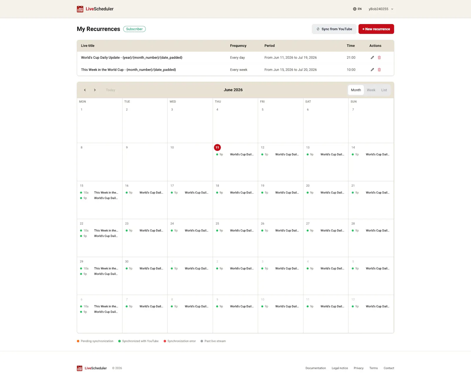 LiveScheduler screenshot 2
