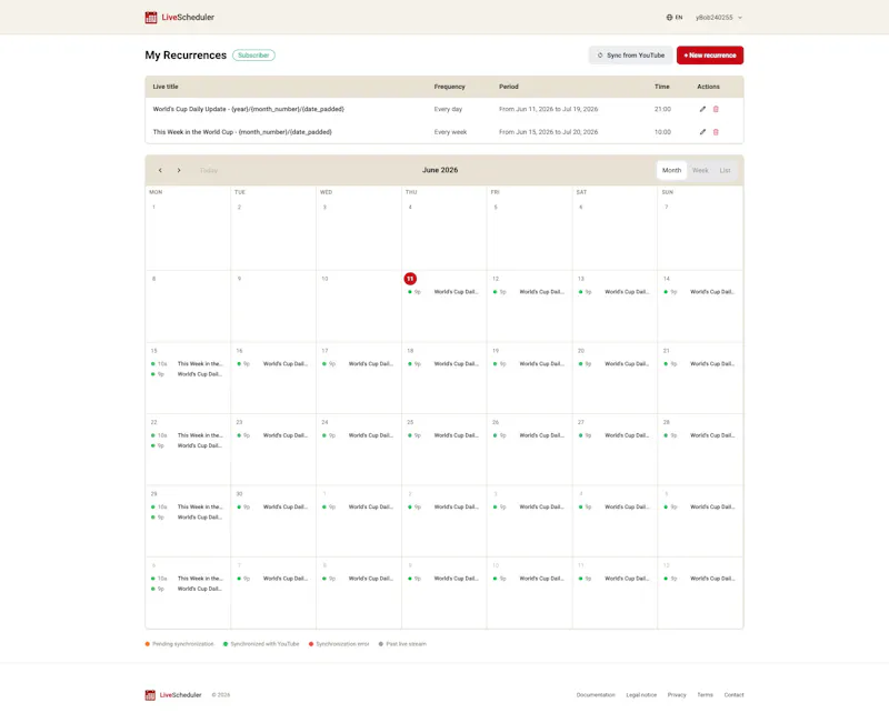 LiveScheduler screenshot 2