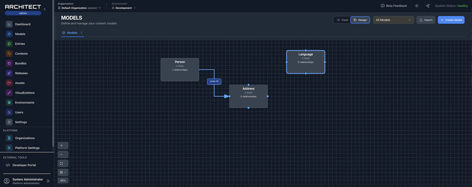 Architect Content Modelling System screenshot 2