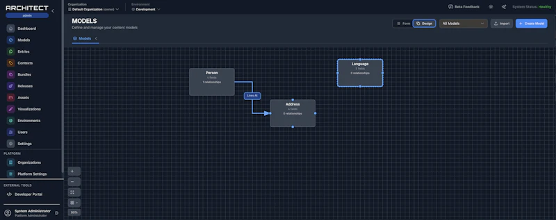 Architect Content Modelling System screenshot 2