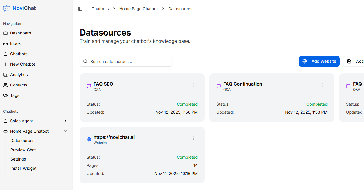 NoviChat - Screenshot 2 showing product features and functionality