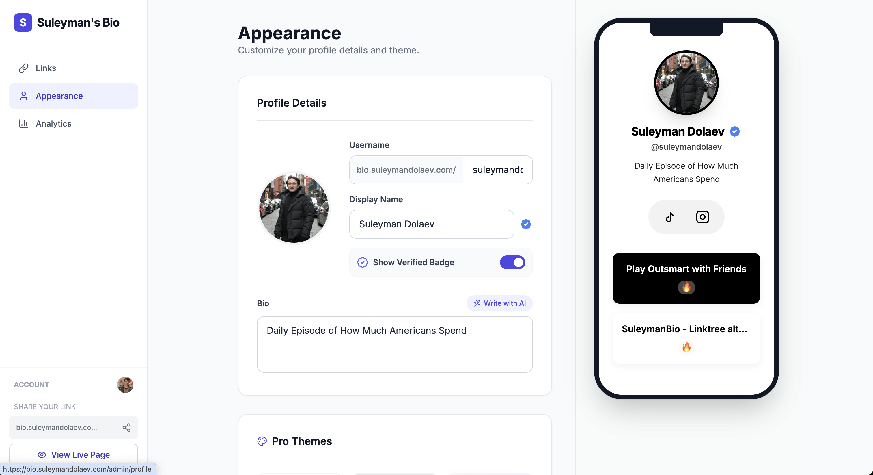 Suleyman Bio - Screenshot 4 showing product features and functionality