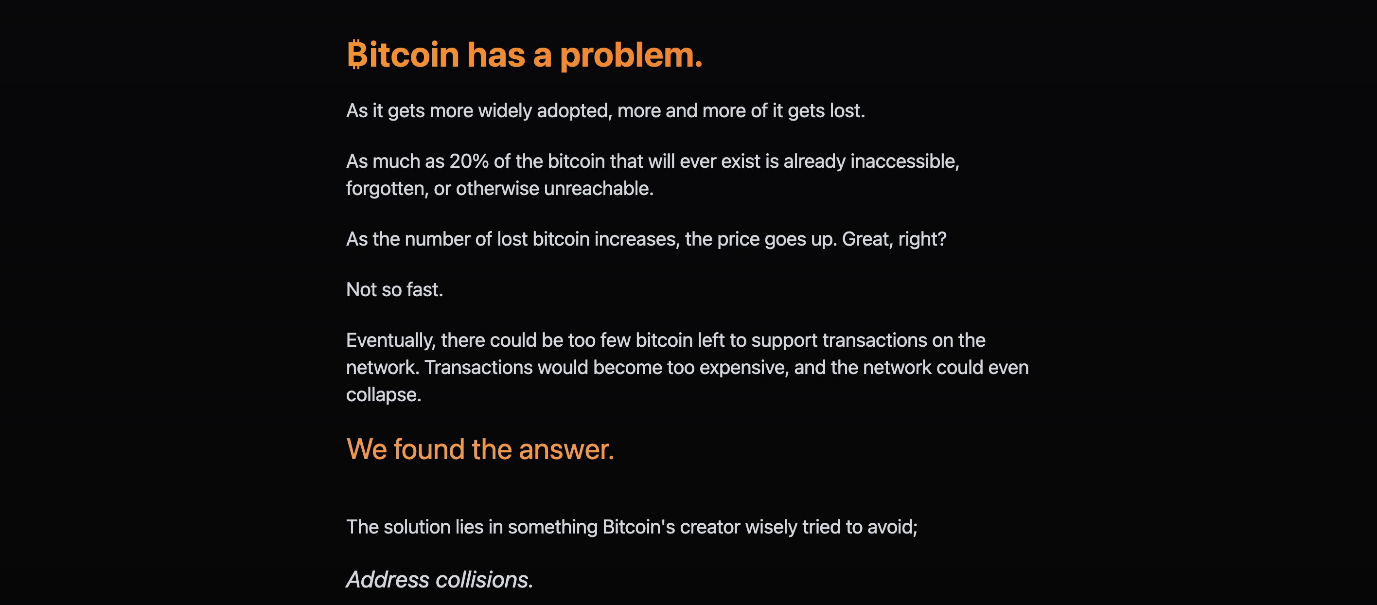 Swepe-倫理的なビットコインの衝突 - 失われたビットコインの回復とビットコインの流動性の改善メディア2