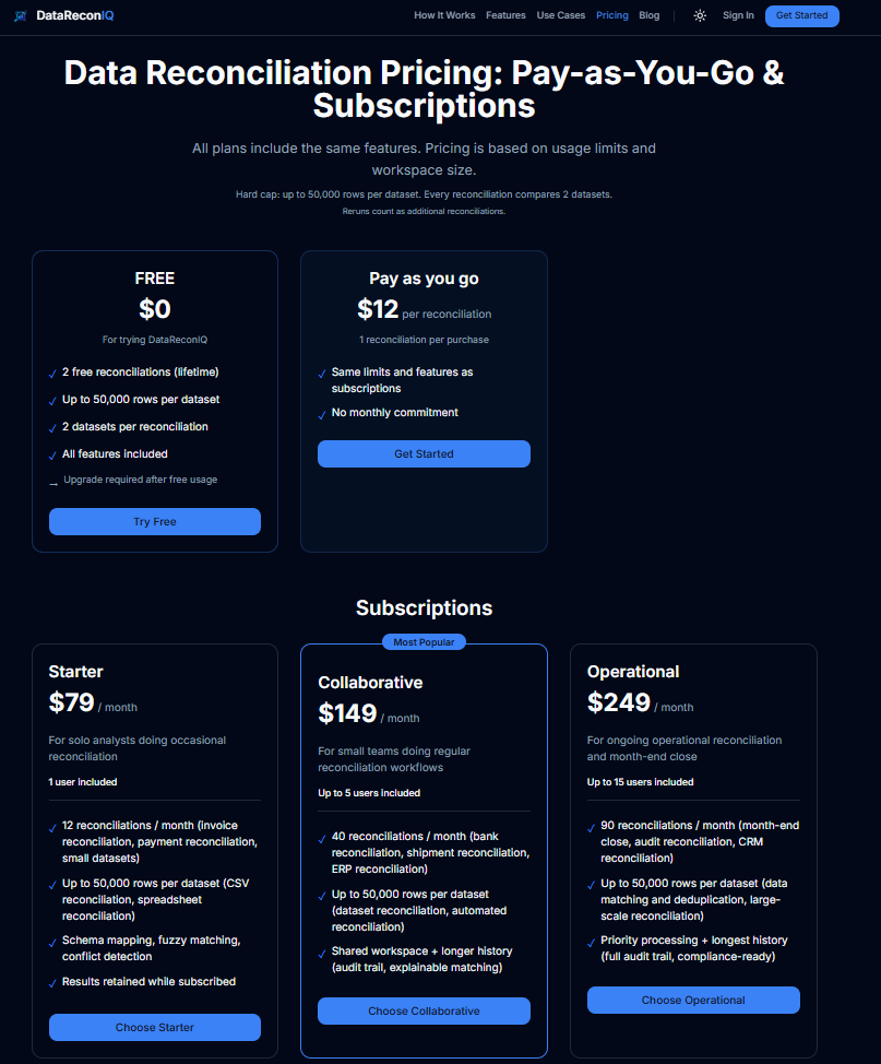 DataReconIQ - Screenshot 4 showing product features and functionality