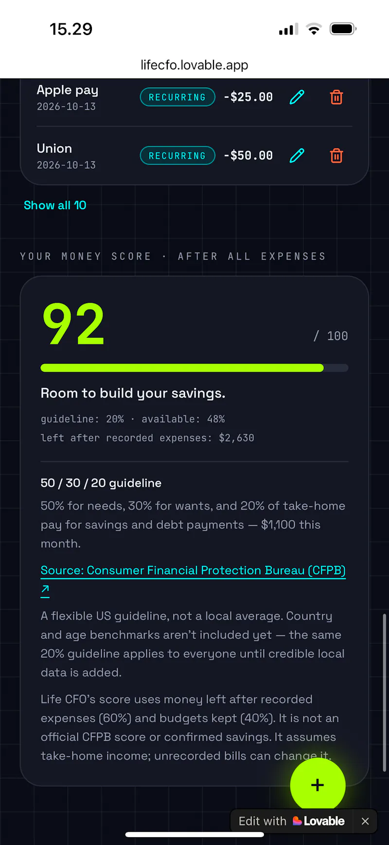 Life CFO screenshot 9