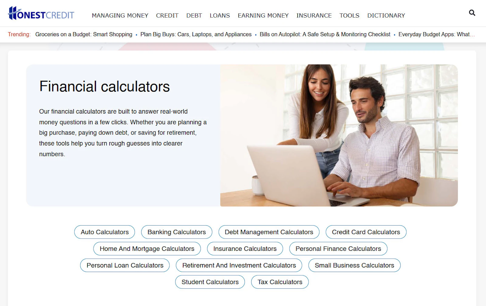 HonestCredit Financial Calculators screenshot 1