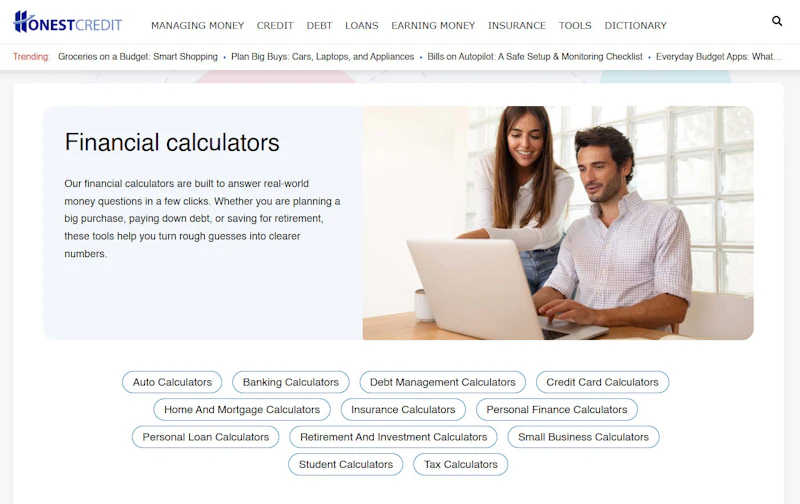 HonestCredit Financial Calculators screenshot 1