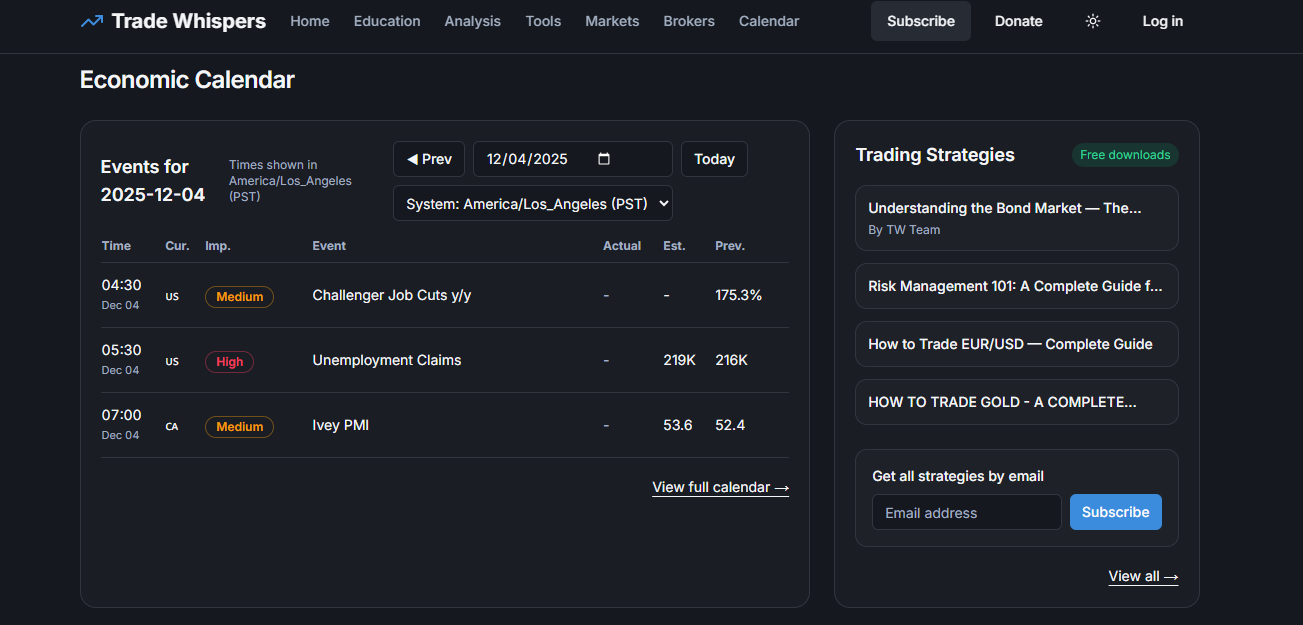 Trade Whispers - Screenshot 3 showing product features and functionality