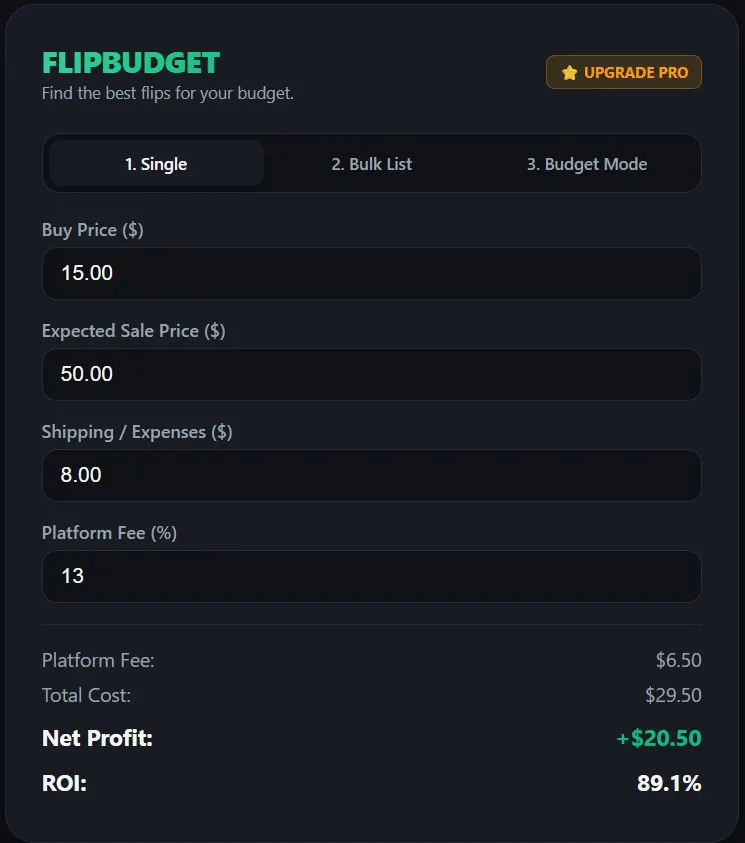 FLIPBUDGET: Resale Calculator gallery image