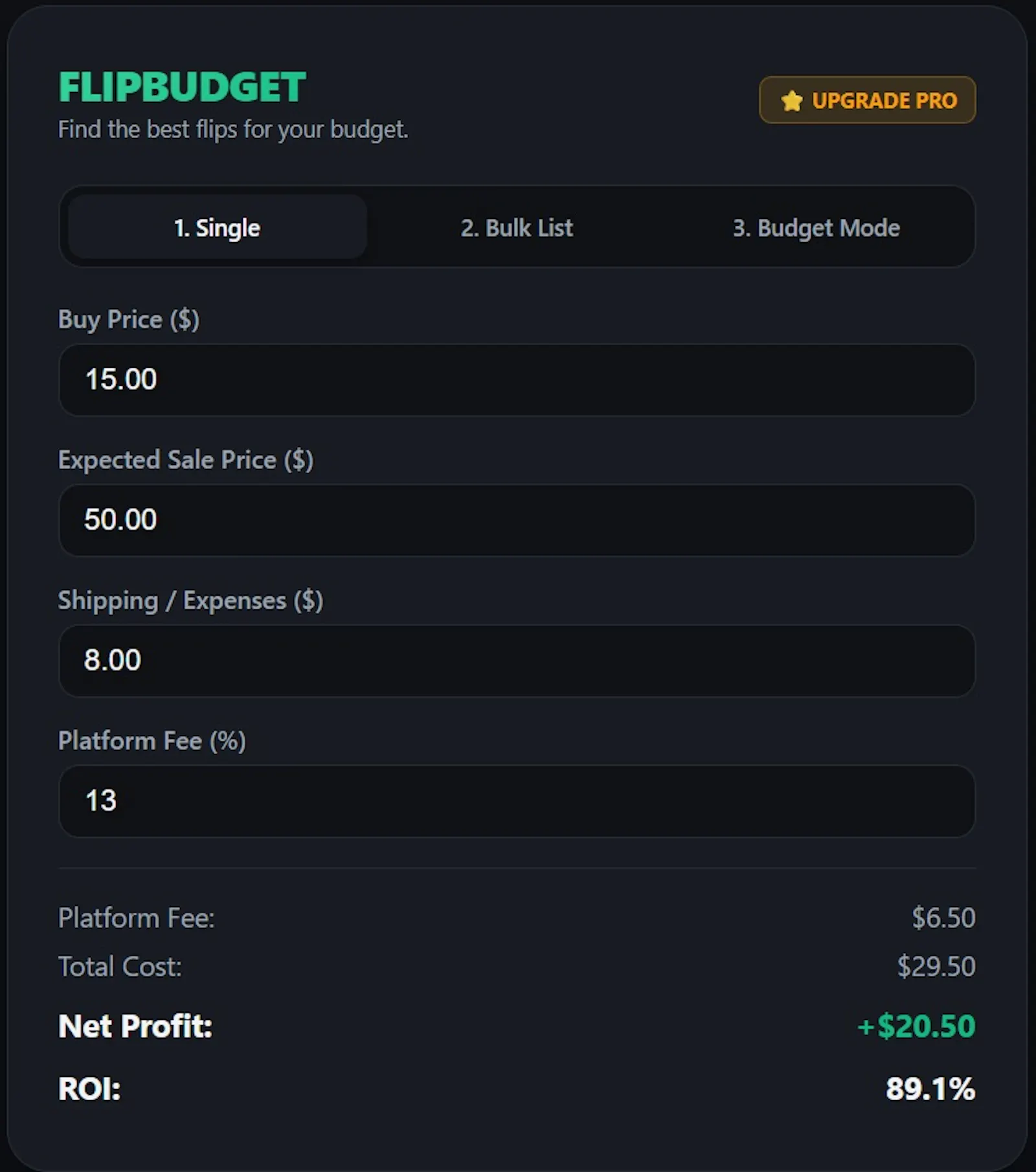 FLIPBUDGET: Resale Calculator screenshot 2