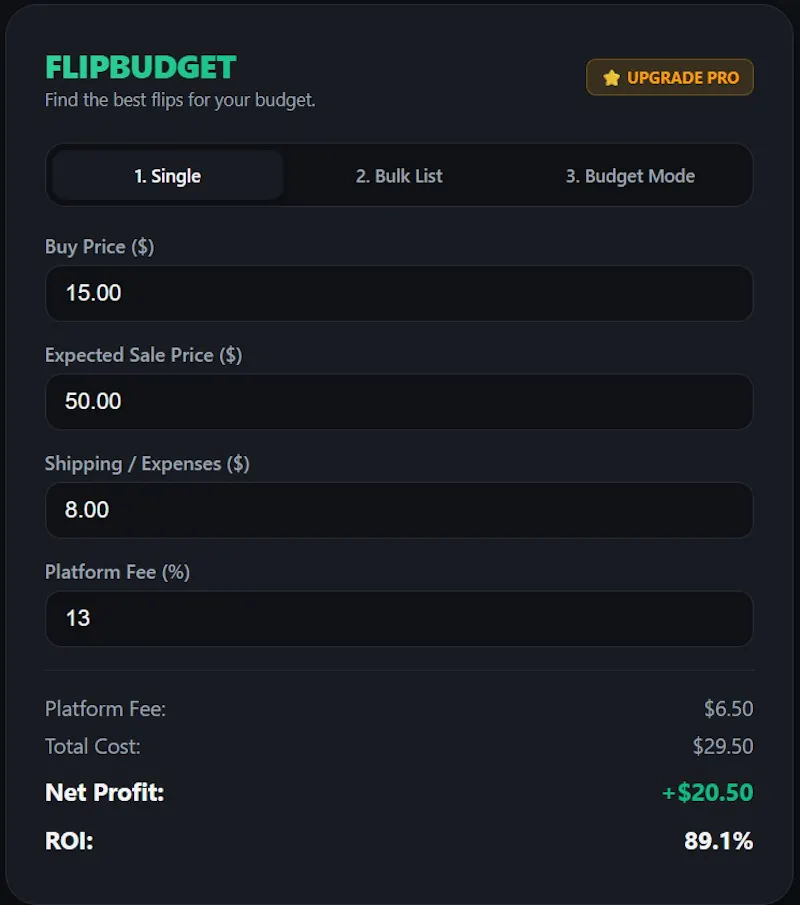 FLIPBUDGET: Resale Calculator screenshot 2