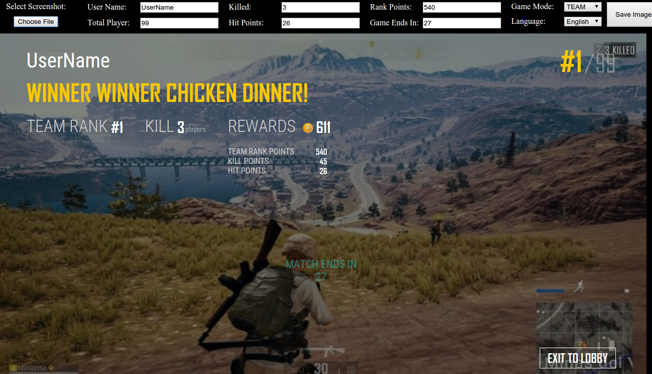 PUBG Winner Winner Chicken Dinner Generator gallery image