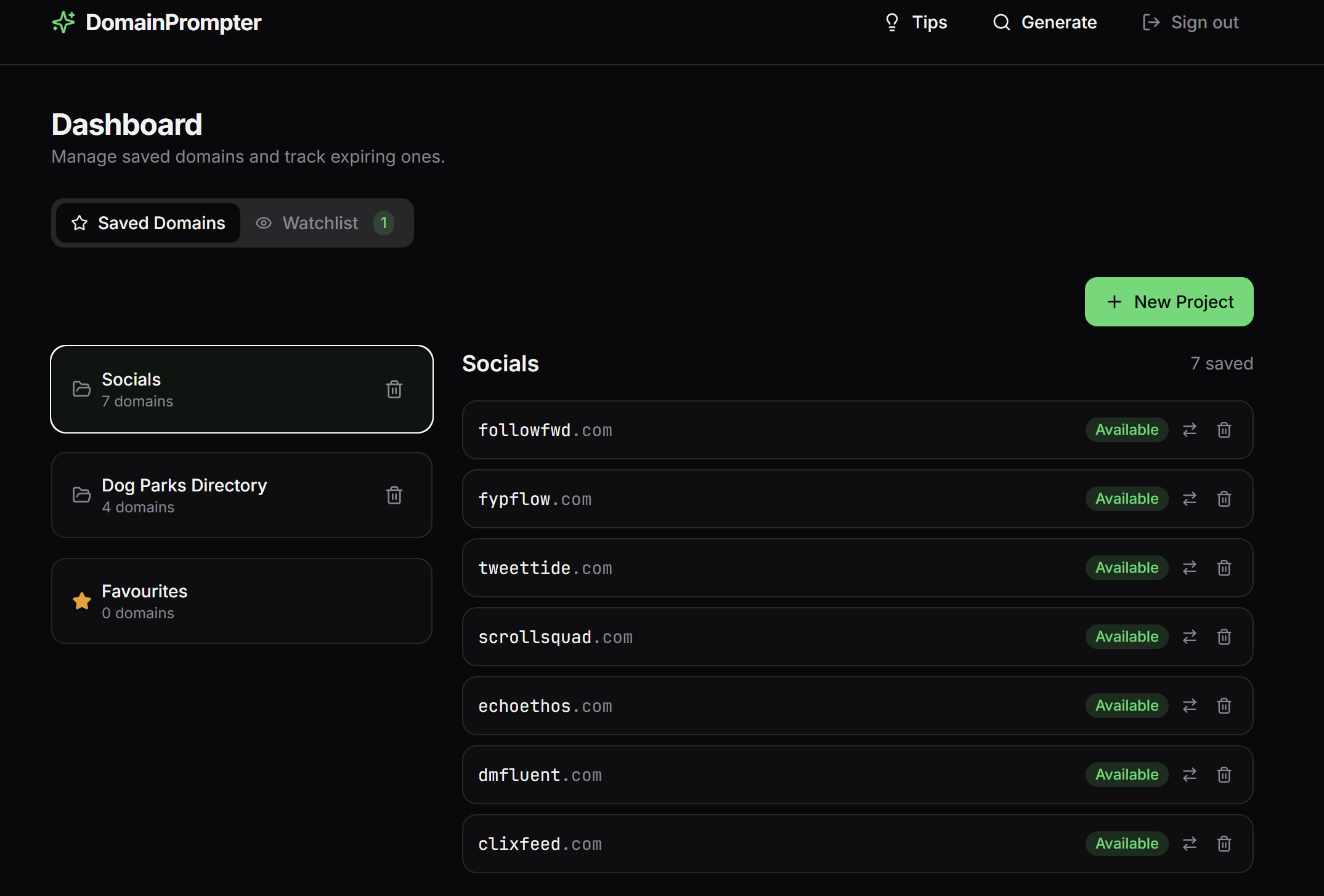 DomainPrompter - Screenshot 5 showing product features and functionality