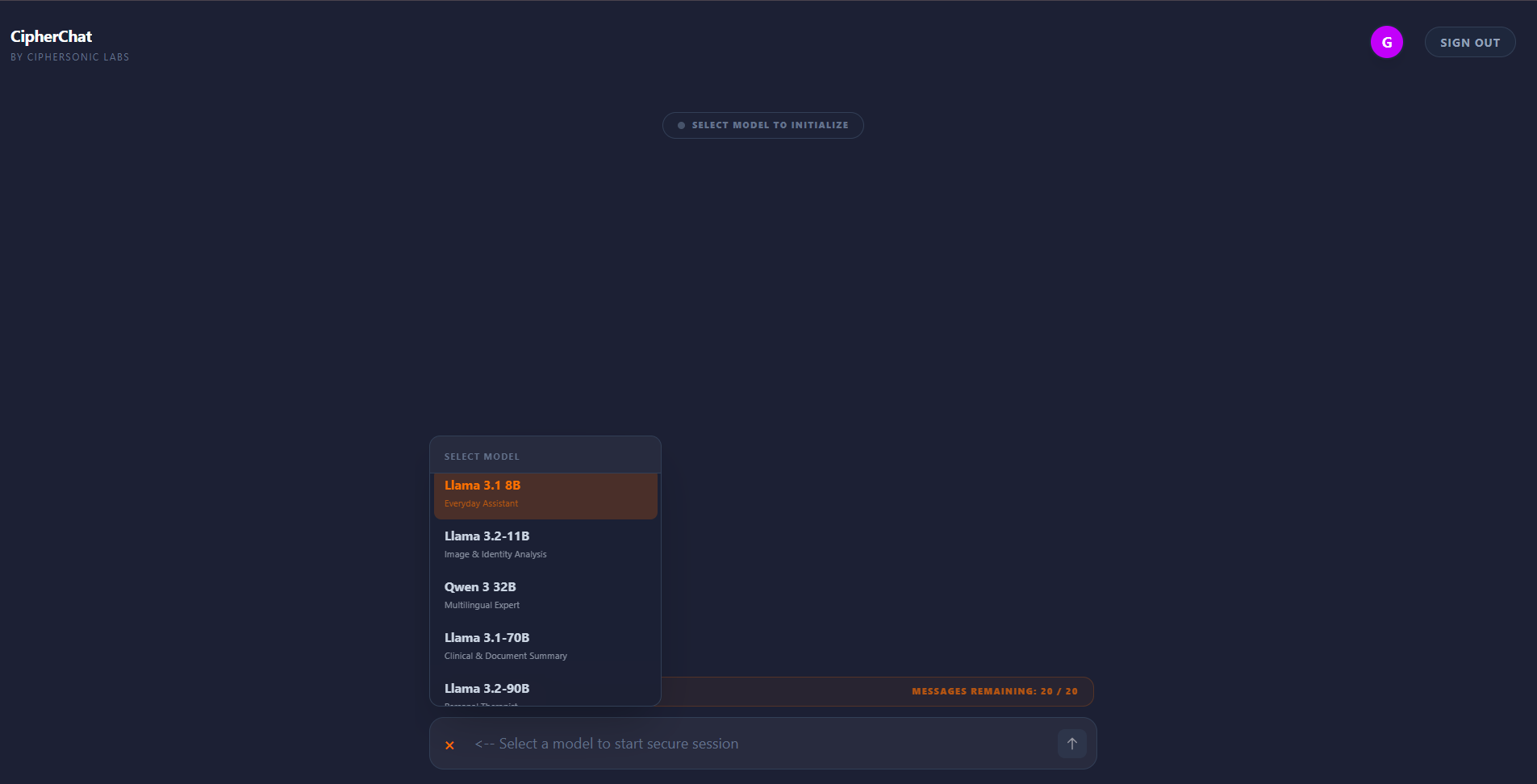 CipherChat by CipherSonic AI - Screenshot 3 showing product features and functionality