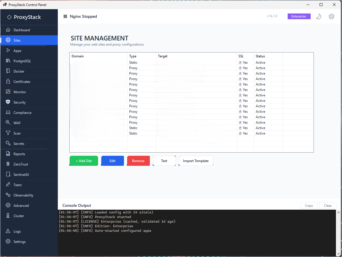 ProxyStack + SentinelAI - Screenshot 2 showing product features and functionality