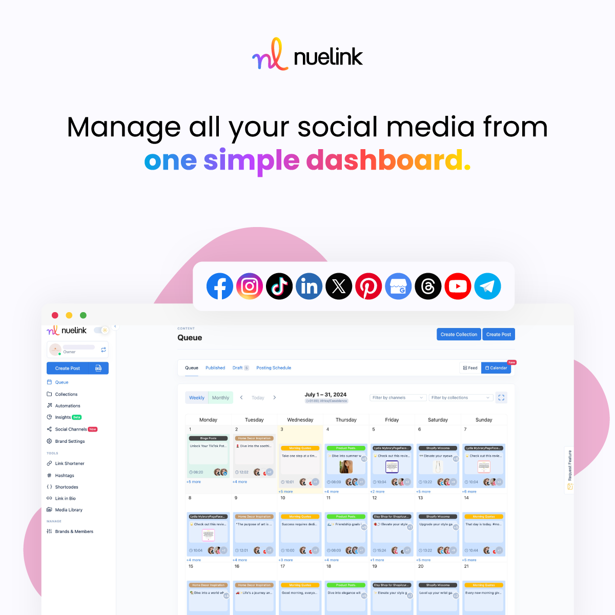 startuptile Nuelink-Social media scheduler with automation super powers and AI