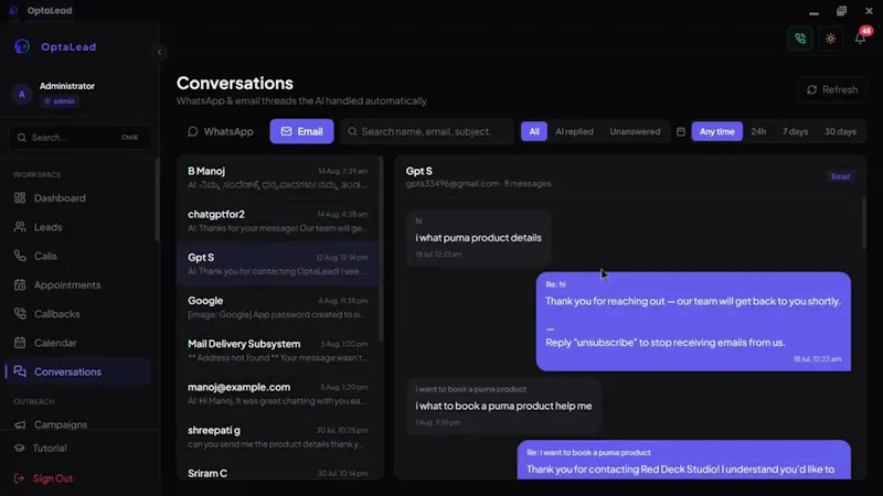 OptaLead screenshot 1 (video preview)