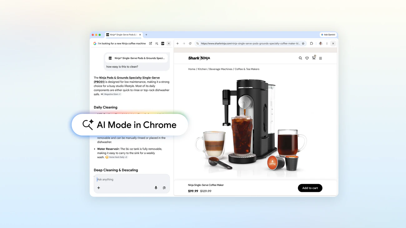 AI Mode in Chrome screenshot 1