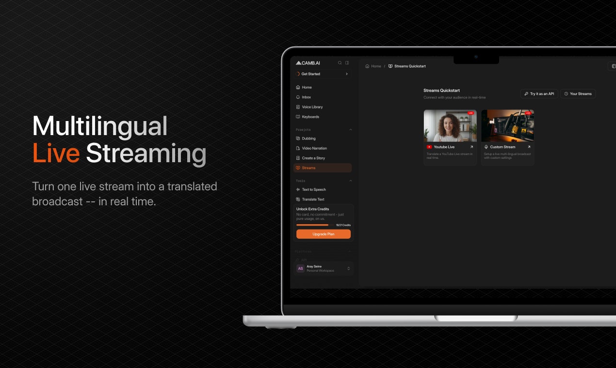 DubStream by CAMB.AI gallery image