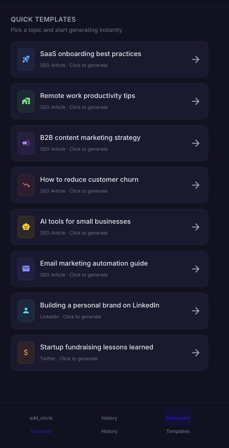 RankFlow Content Dashboard gallery image