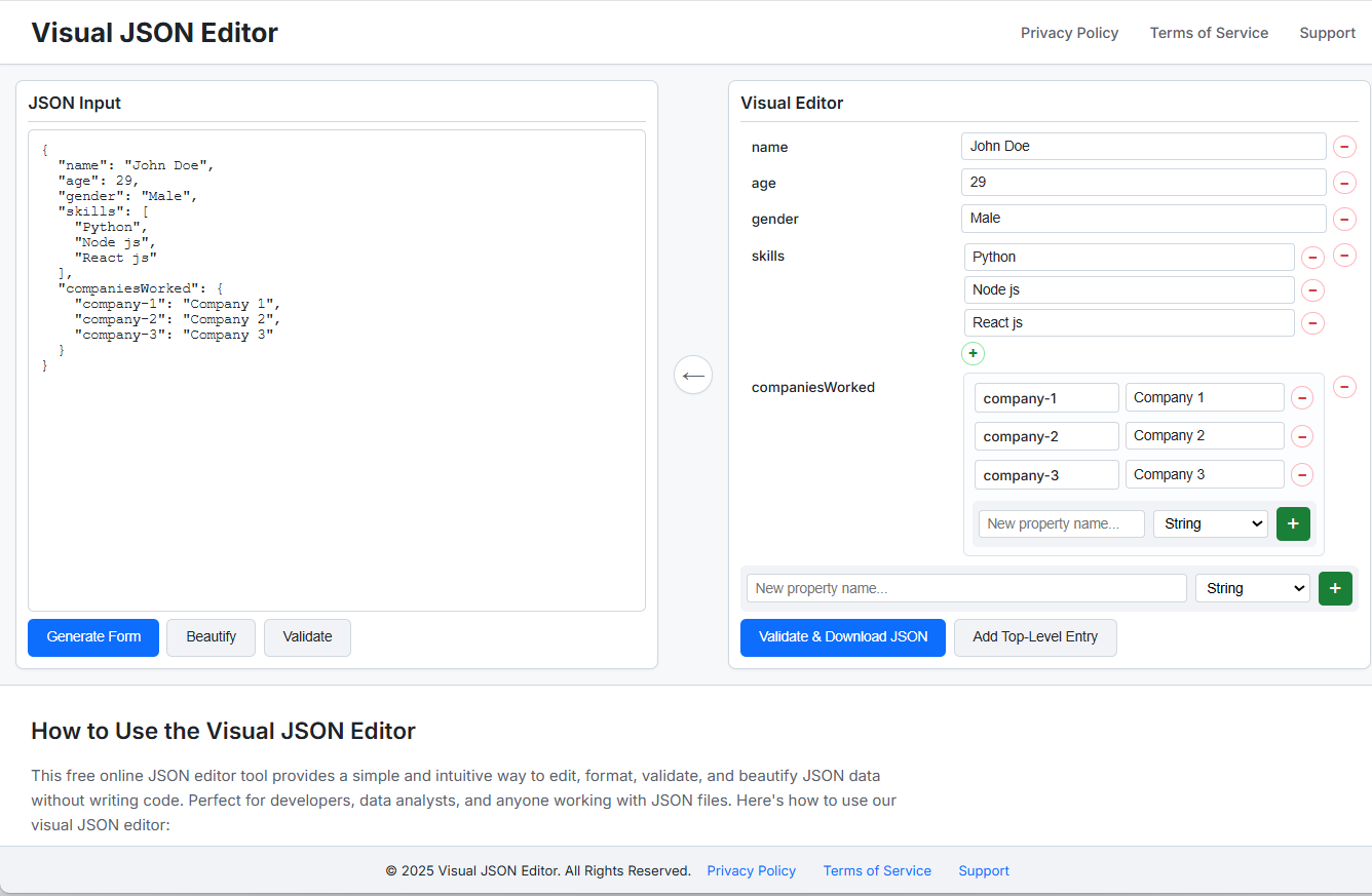 Visual JSON Editor logo