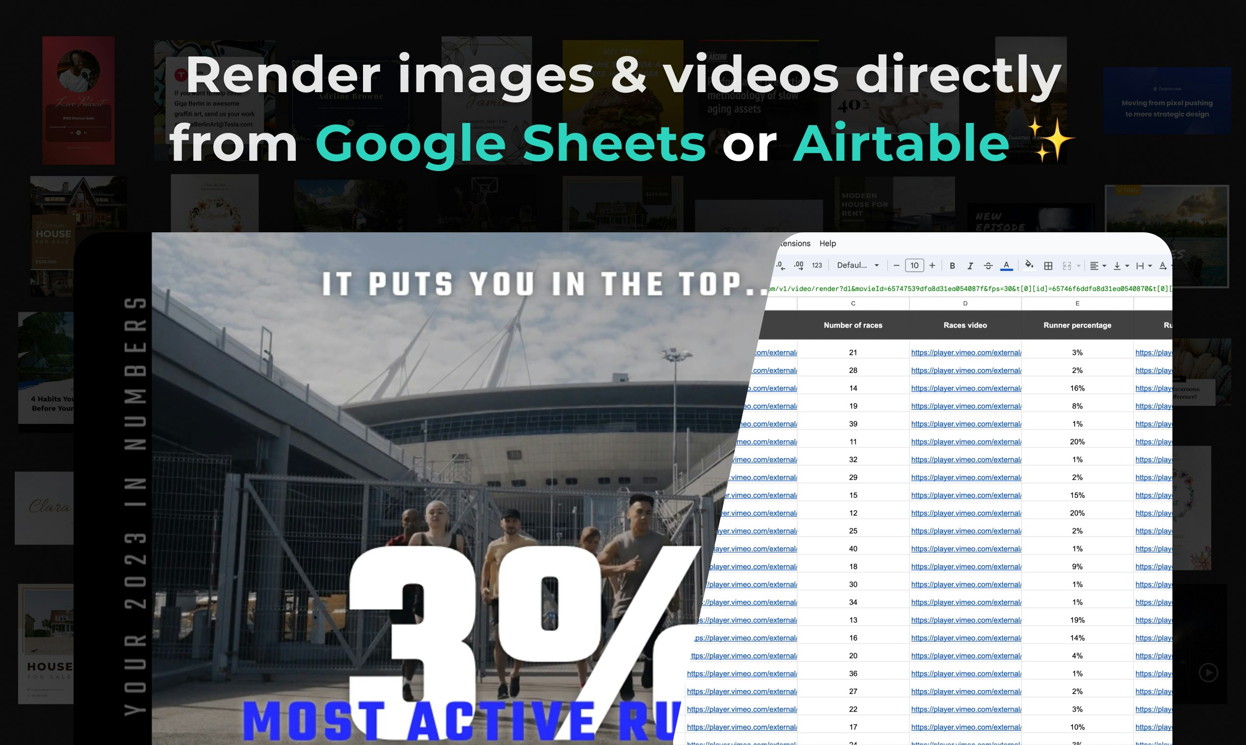 Robolly 2.0 - Динамические изображения, видео и PDF -файлы через Google Sheets или API медиа 5
