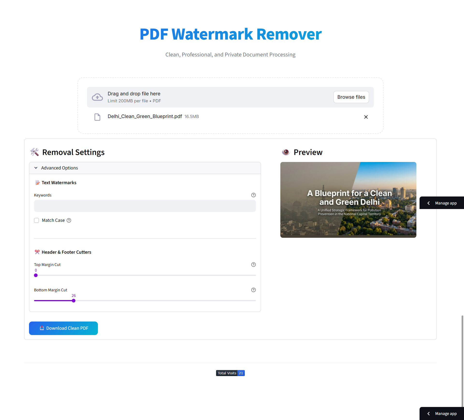 PDF Watermark Remover - Screenshot 2 showing product features and functionality