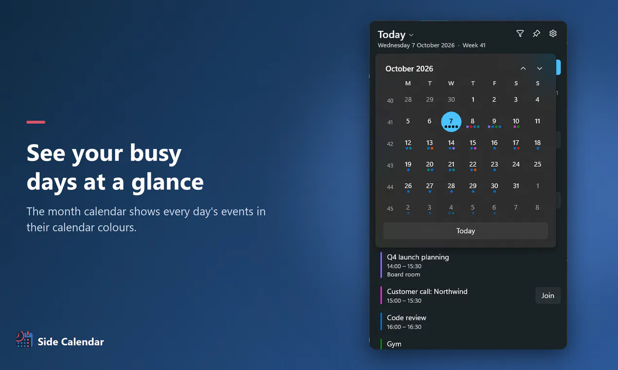 Side Calendar for Windows gallery image