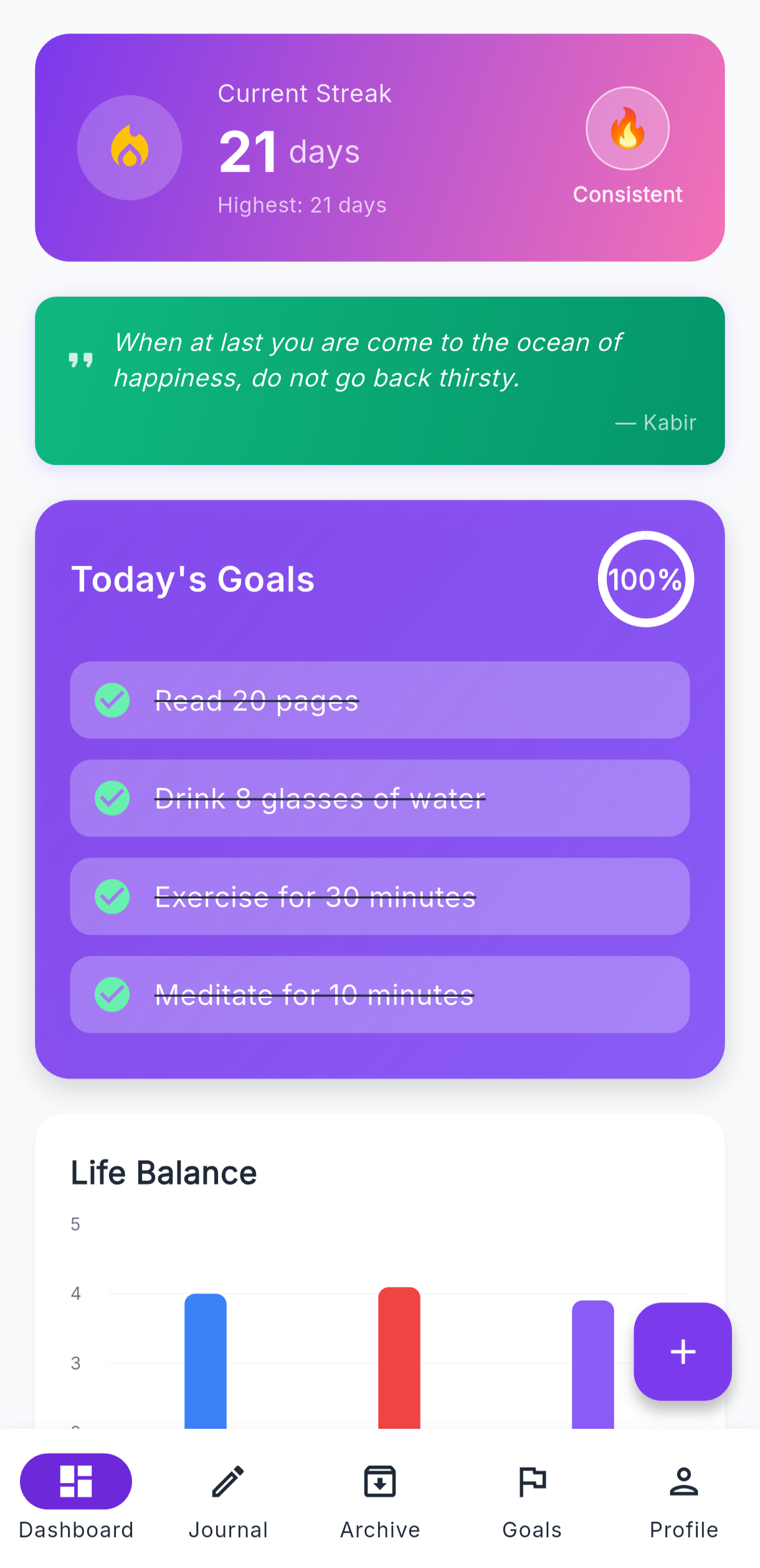 Balance: Life Ledger - Main product screenshot demonstrating key features and user interface