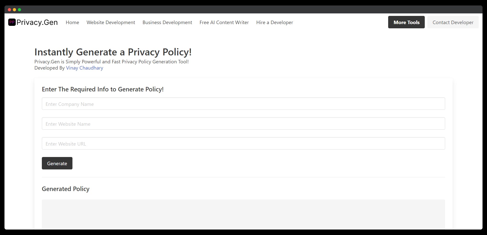 Instant Privacy Policy Generator media 1